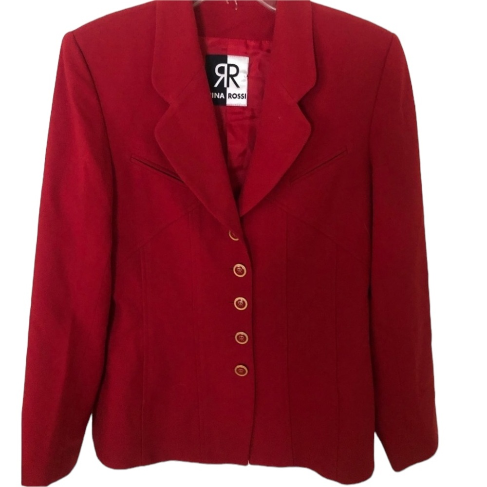 Rina Rossi  size 10 red blazer w/ gold buttons ,great jacket dress up or down